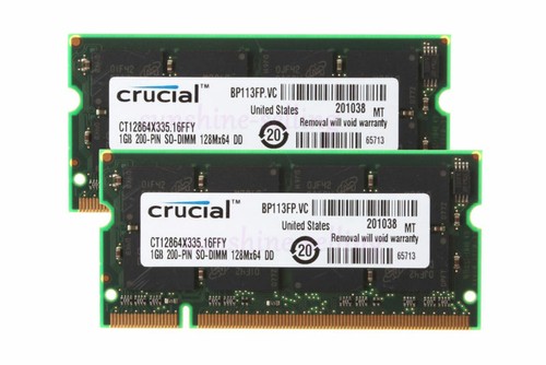 Crucial 2gb kit 1gb - 2x,